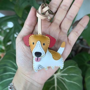 Jack Russell Terrier Leather Bag Charm, Dog Lover , Purse Charm, Keychain Accessories, Unique Small Gift For Him Her Kid Mother Dad