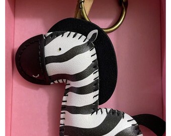 Zebra Leather Bag Charm, Giraffe Keychain, Fox Purse Charm, Car Hanging Accessories, Unique Small Gift For Him Her