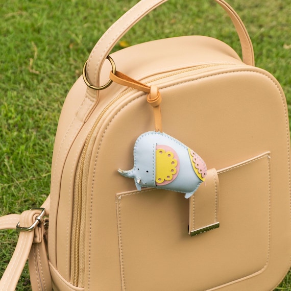 WHITE GOAT Leather Bag Charm Keychain, Fox Purse Charm, Rabbit Car