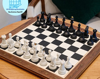 Luxury Walnut Brass Tournament Chess Set – Large Handmade Chess Board with Resin Pieces, 3.6" King – Elegant Decor Gift for Him & Her