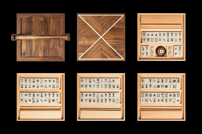 Juego de Mahjong Premium – Mahjong chino de madera con fichas de comodín, juego clásico de Pung Chow, juego de viaje de lujo, regalo único imagen 7