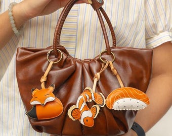 Leather ANIMAL COLLECTION Bag Charm, Horse Keychain, Purse Charm, Car Hanging Accessories, Unique Small Gift For Him Her Kids