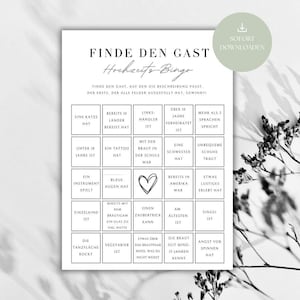 Wedding Bingo | Wedding game | PDF template | Game for the bride and groom & guests | Wedding bingo template