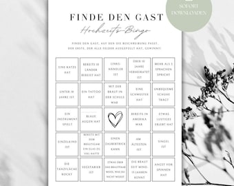 Wedding Bingo | Wedding game | PDF template | Game for the bride and groom & guests | Wedding bingo template