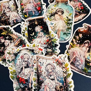 Adesivos de anime Whanime Meninas cercadas por flores