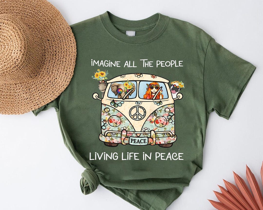 Imagine All the People Living Life in Peace Shirt, Hippie Peace Van ...