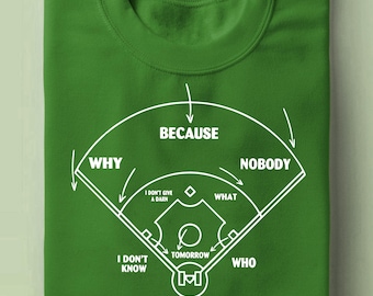 Funny Baseball Diagram T-Shirt: Who's on First Humor Tee