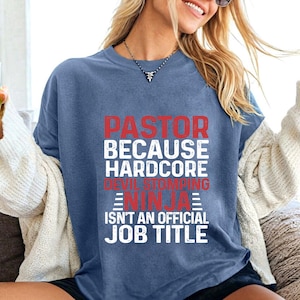 Pastor T-Shirt - Hardcore Devil Stomping Ninja | Funny Christian Pastor Apparel | Faith-Based Gift for Pastors