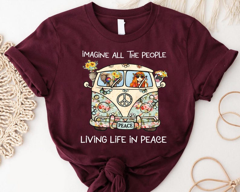 Imagine All the People Living Life in Peace Shirt, Hippie Peace Van ...