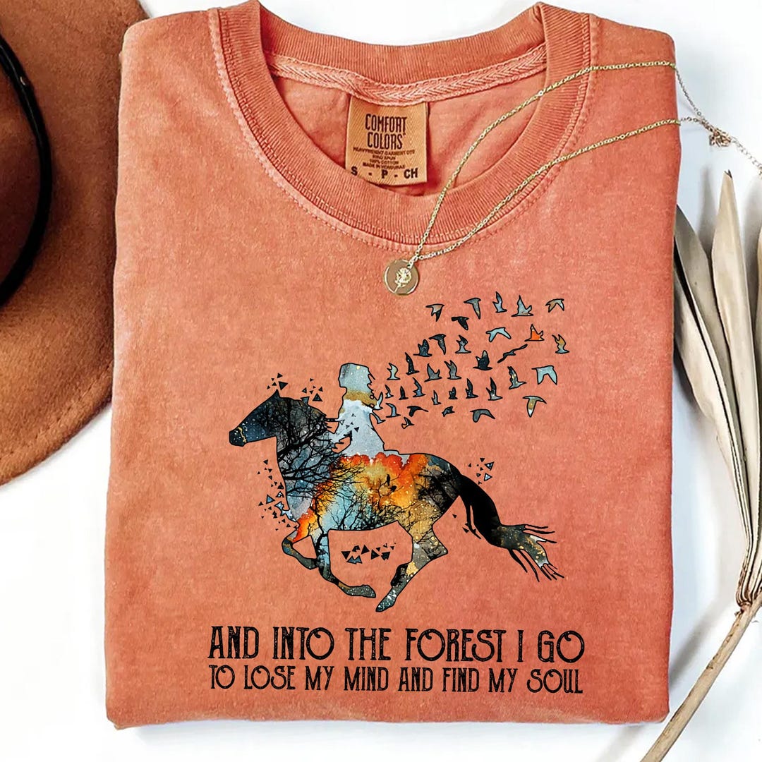 Trendy Riding Lesson Shirts Equestrian T-shirt: Horse Rider Forest Graphic Tee - Etsy