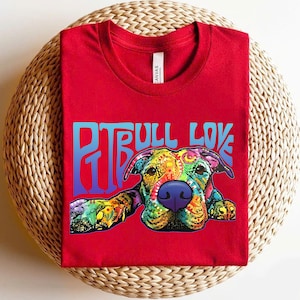 Pitbull Love Shirt - Colorful Pitbull Dog Tee - Boho Hippie Dog Lover Gift - Rainbow Pitbull Face Shirt for Women Men - Rescue Dog Tee
