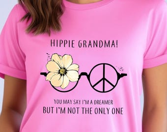 Hippie Grandma T-Shirt: Retro Peace Sign Flower Design