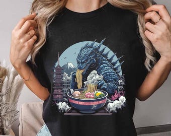 Funny Ramen Monster T-Shirt: Japanese Anime Graphic Tee