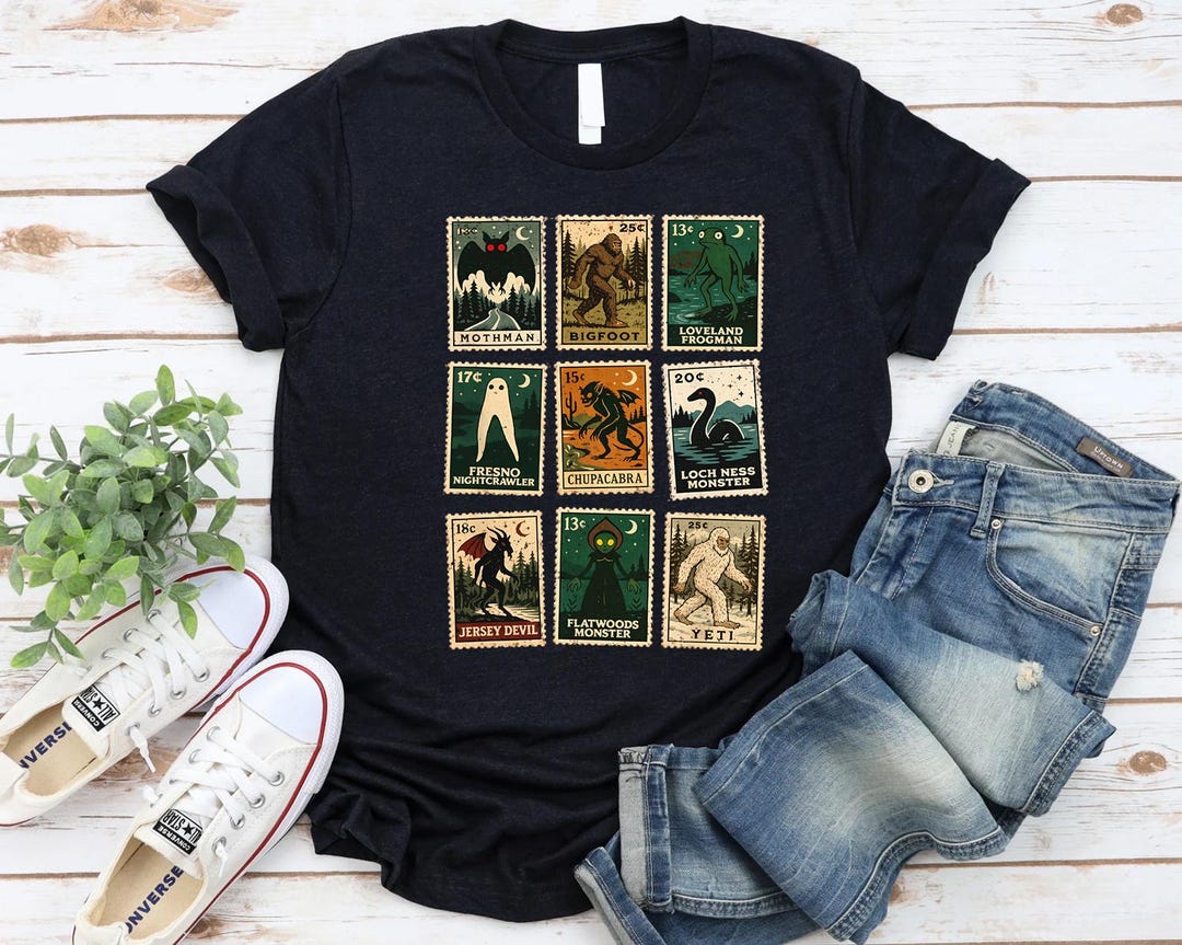 Cryptid Stamps Shirt, Mothman Bigfoot Shirt, Cryptid Monster Tee ...