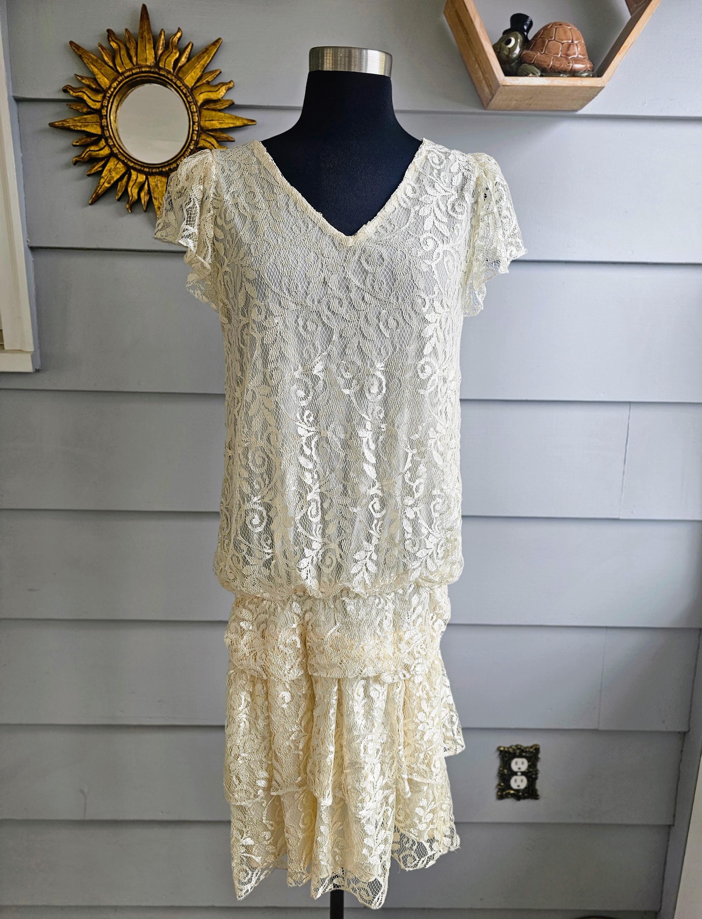 60s White Lace Mini Dress - Etsy