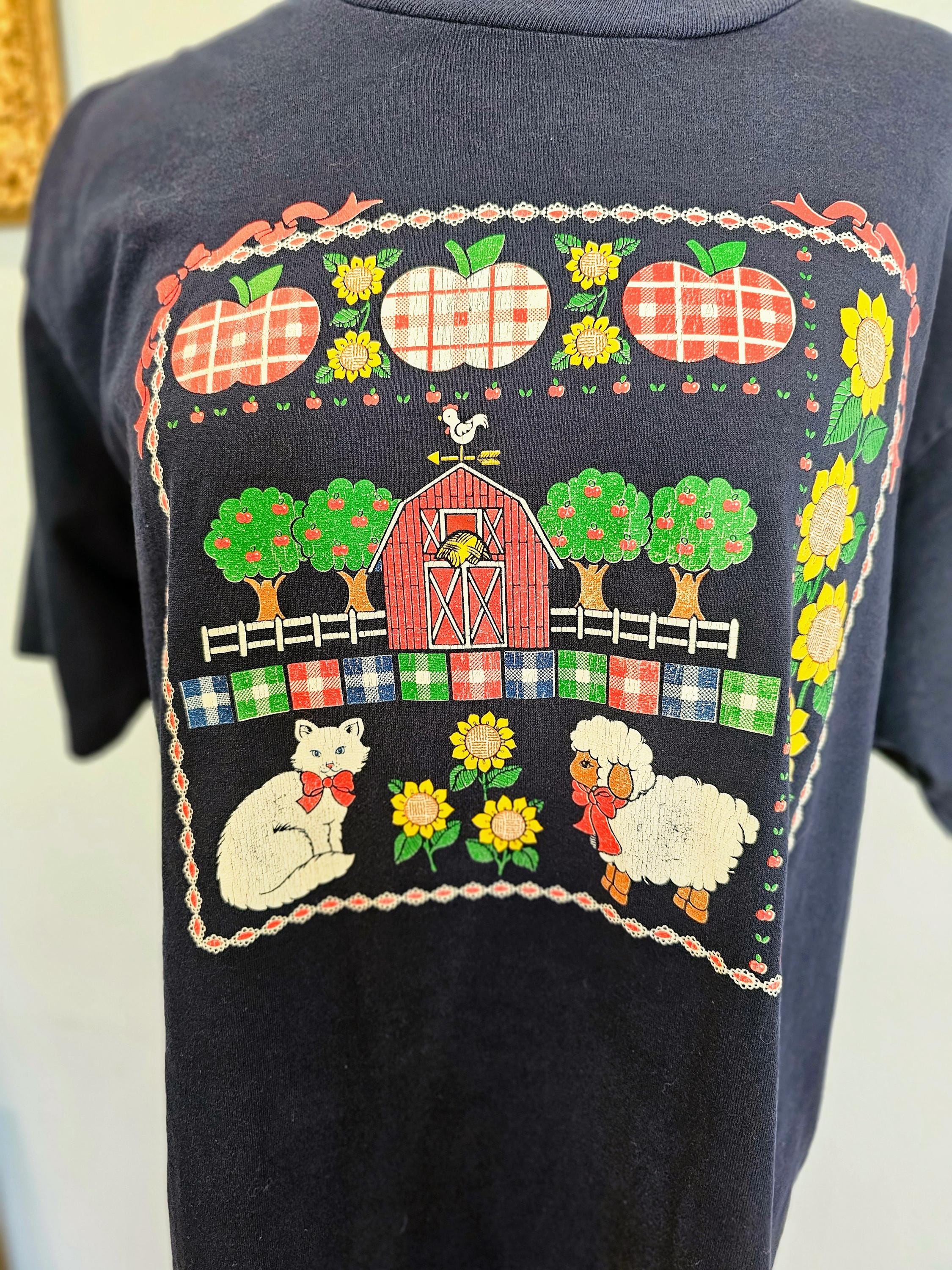 Vintage 90s Jerzees Farm Animal T-shirt - Made in USA