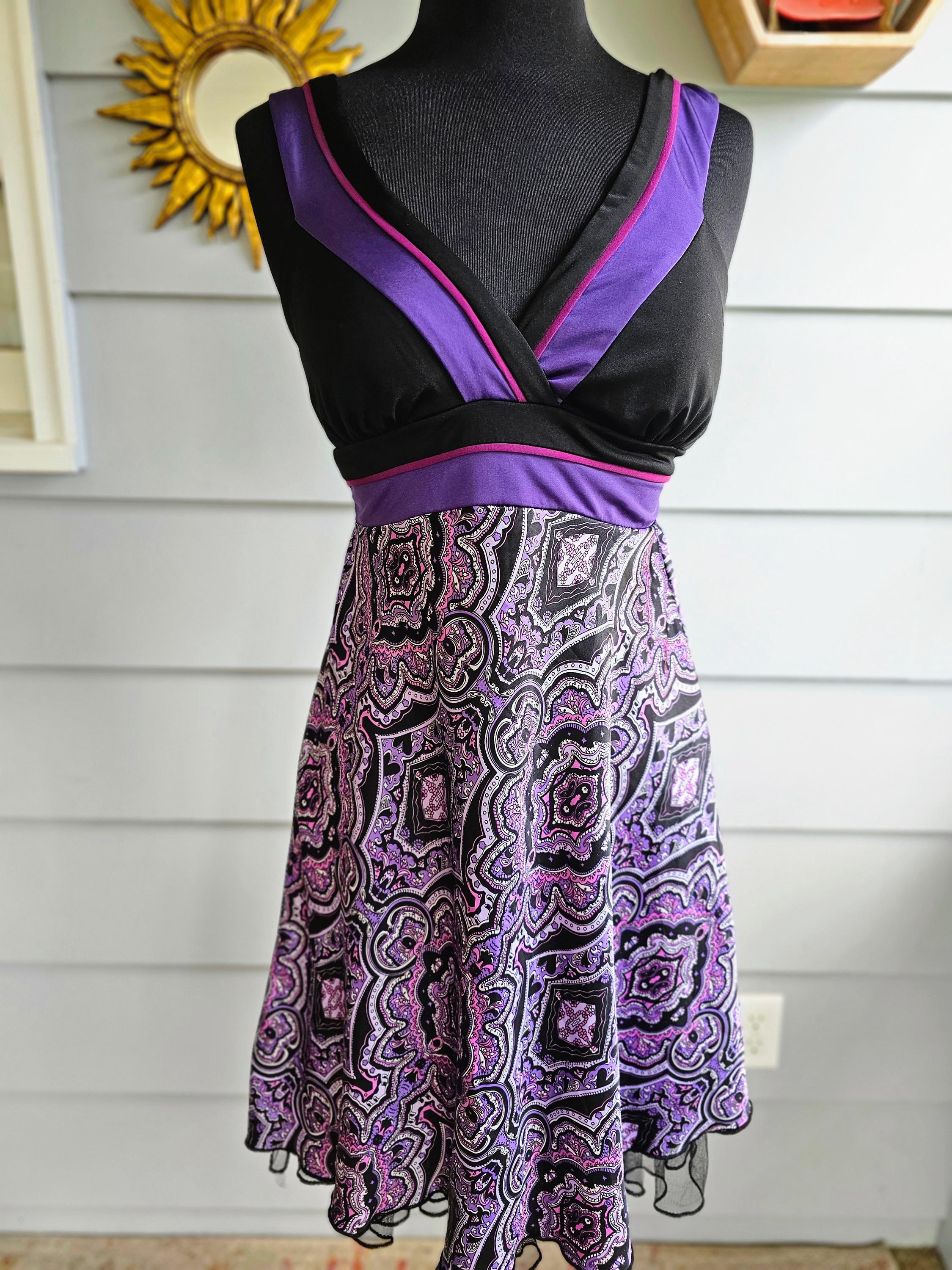 Y2K Purple Paisley Studio Y Dress Size 5 Mesh Hem, Tie Back, Homecoming Fairycore - Etsy Y2K Purple Paisley Studio Y Dress Size 5 Mesh Hem, Tie Back, Homecoming Fairycore - Etsy