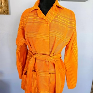 Vintage Sedona Sunset Orange Handmade Wool Blend Skirt & Blouse Set - 1970&#39;s S/M