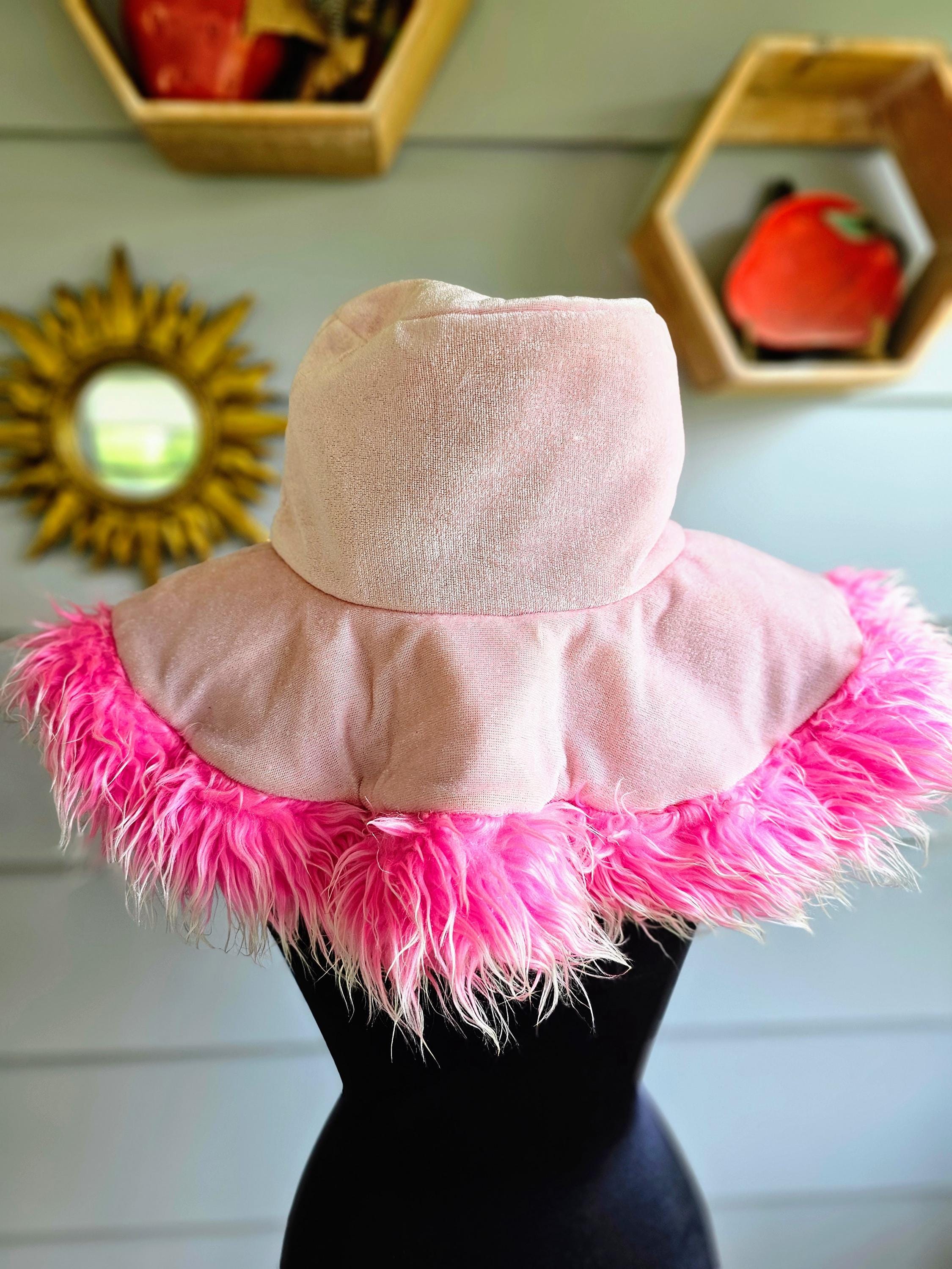 Soft Rabbit Fur Wool Bucket Hat Womens Pink Y2K Kawaii Coquette Indie Streetwear FURRY BUCKET PINK | TYLERLAMBERT main image 3