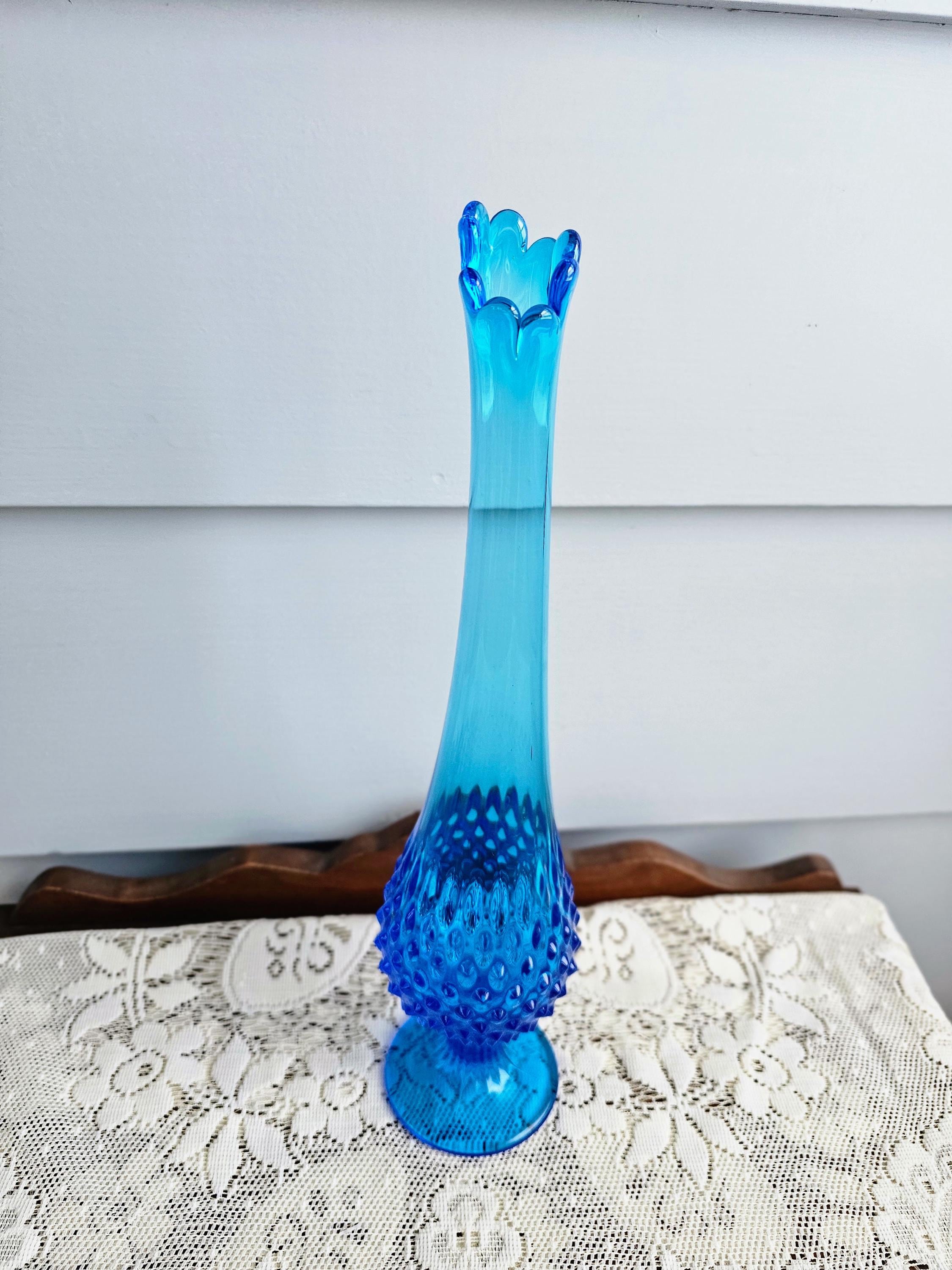 Blue hobnail glass vase - Etsy 日本