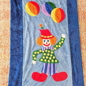 Vintage 70&#39;s Clown & Balloons Tapestry: Circus Nursery Decor
