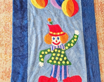 Quilted Clown With Balloons Ceramic, Wall Plaque / Hanging, Retro