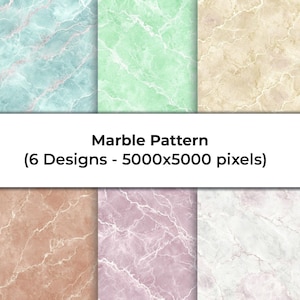 Colorful Marble Digital Paper: Seamless Pastel Stone Textures (5000x5000 JPG)