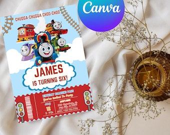 Editable Thomas The Tank Engine Birthday Invitation | Canva Digital Template | Printable Party Invite | Children’s Birthday | Train Theme