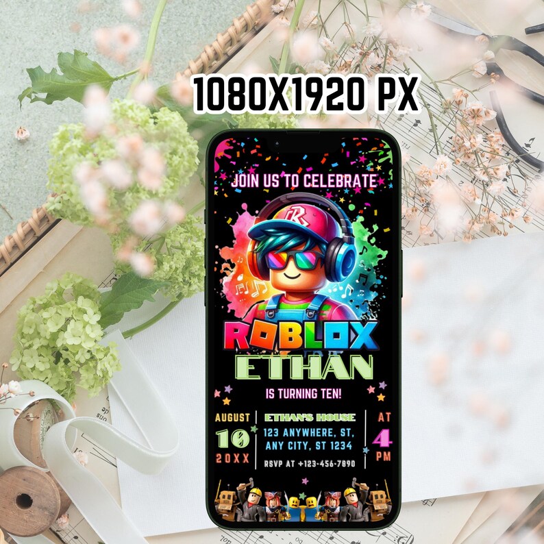 Roblox Birthday Invitation, Game Party, Editable Canva Template image 4