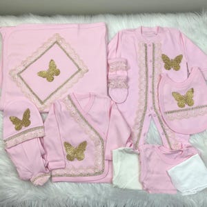 10pcs Newborn baby outfit take home bling crown layette set,princess/prince baby girl ＆boy,Baptism,Baby coming home gift,Personalized baby