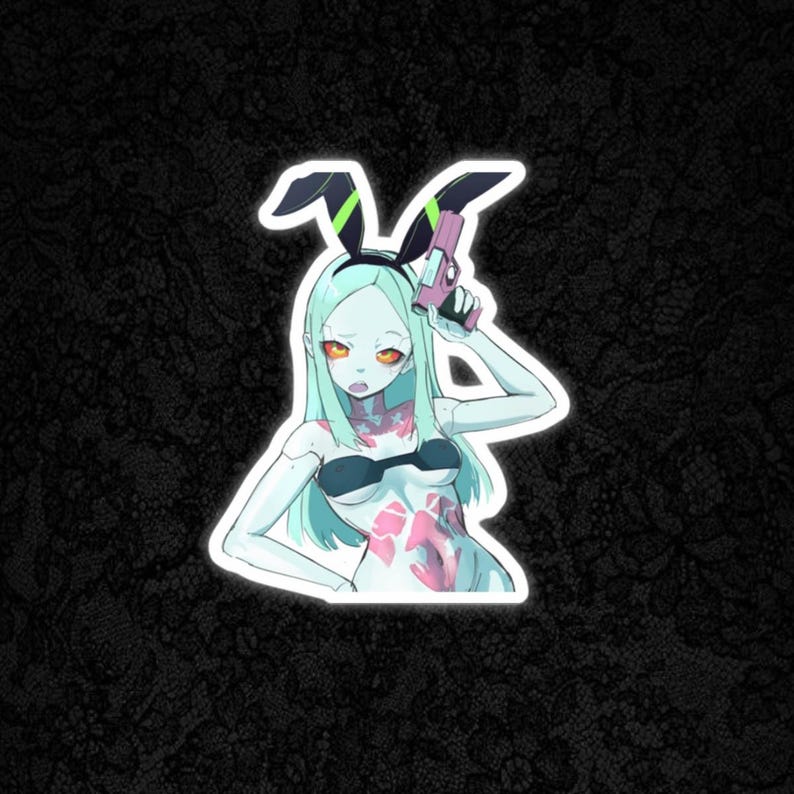 Cyberpunk Rebecca Bunny Girl Sticker | Gore Anime Decal image 1