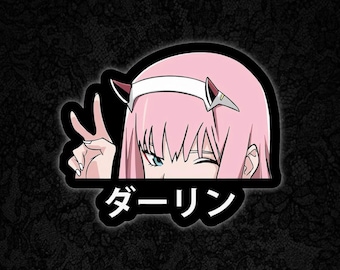 Zero Two Darling anime car sticker Kiss-Cut Vinyl Decals | chibi character decal