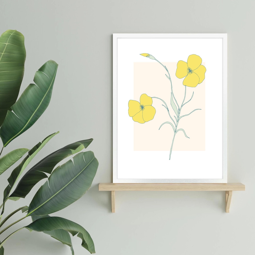 Minimalist Floral Line Art Print: Neutral Botanical Wall Decor - Etsy