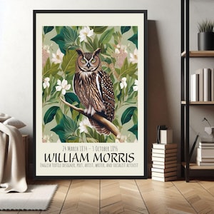 Framed William Morris Owl Print: Vintage Arts & Crafts Botanical Wall Decor