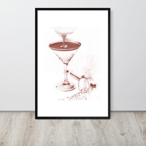 Espresso Martini Print: Stylish Cocktail, Modern Bar Art (Framed)