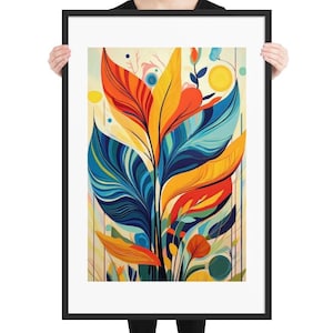 Abstract Leaf Art Print: Colorful Botanical Poster, Framed Option