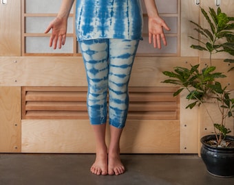 Indigo Shibori - Stretch Hemp and Organic Cotton Tie-Dye Legging (now full length!)