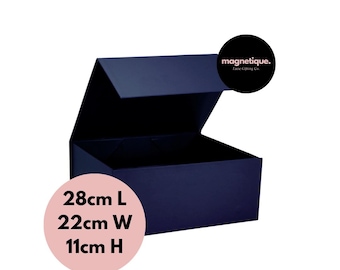 Navy Blue Magnetic Gift Box: Luxe Personalized Christmas, Wedding, Birthday (28x22x11cm)
