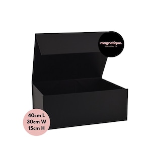 Klassieke zwarte magnetische luxe geschenkdoos Gepersonaliseerde kerstdoos voor stijlvol cadeau | Verjaardagen Bruiloften Bruidssuite Groot 30 x 40 x 15 cm