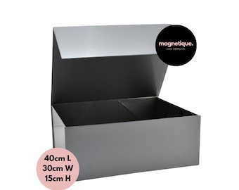 Sleek Silver Magnetic Gift Box: Large Luxe Keepsake (30x40x15cm)