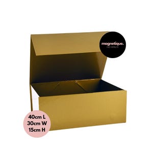 Pudełko prezentowe Magnetique Luxe w kolorze głębokiego złota Spersonalizowane pudełko świąteczne na stylowe prezenty | Urodziny Śluby Panny młode Duże 30x40x15cm