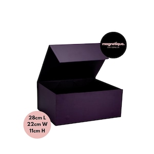 Caja de regalo de lujo con imán de color morado damson, caja de Navidad personalizada para regalos elegantes, cumpleaños, bodas, novias, tamaño mediano de 28 x 22 x 11 cm