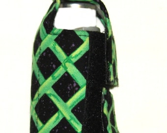 Black with green checker board design inhaler holder