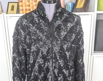 1970er Schwarze Paillettenjacke gr S-L