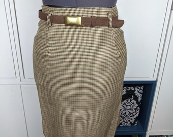 1990’s Brown Houndstooth Skirt with Belt sz M/L
