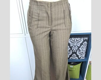 Y2K Brown Herringbone Cropped Flares sz S/M