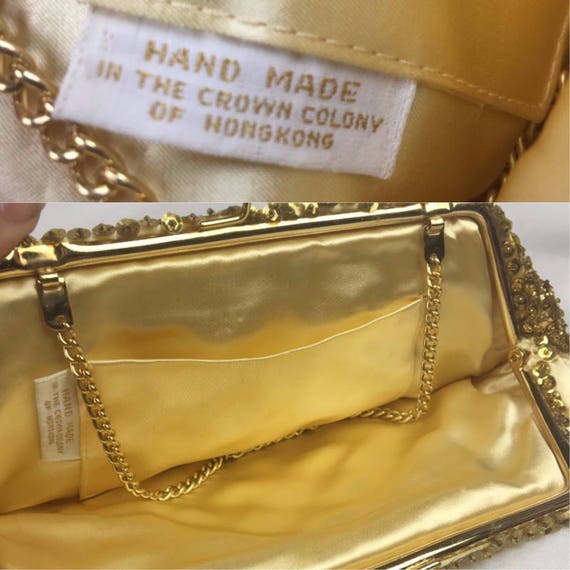 1960's Gold Beaded Clutch Gem
