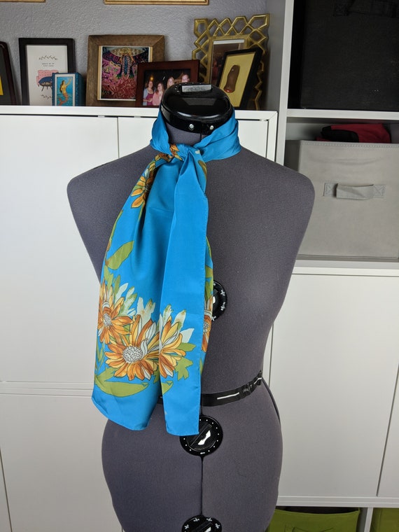 1970's Vera Neumann Blue Scarf