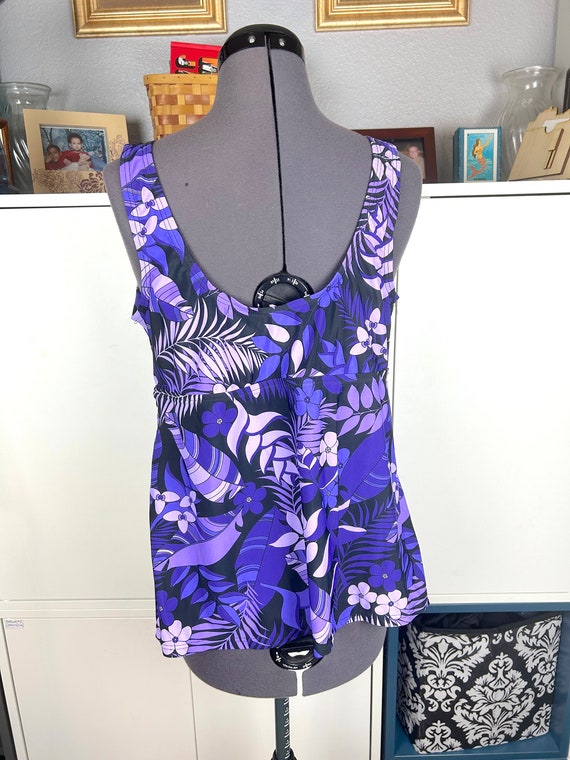 1990's Blair Purple Floral Tankini Top sz L - image 3