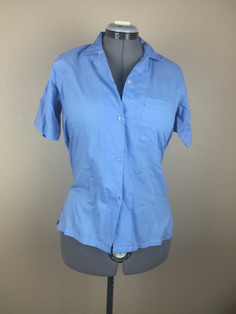 Vintage Blue Button Up Top sz 1012